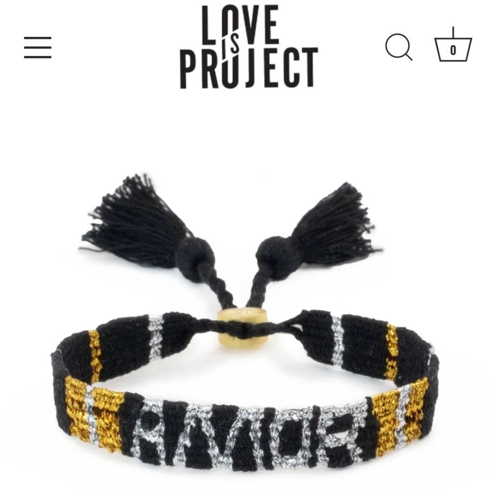 NEW Love Is Project Atitlan Amor Bracelet Black & Gold